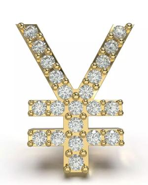Yen currency symbol stud earring with gems