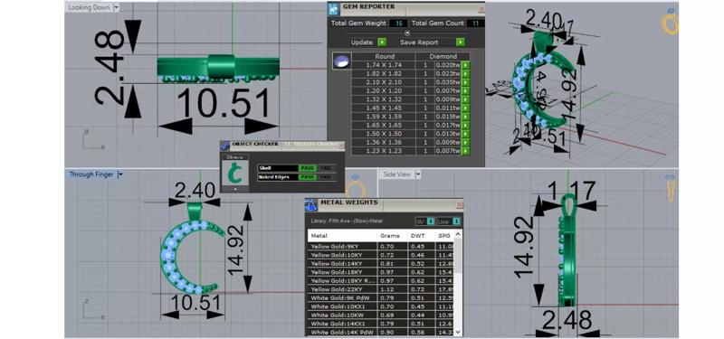 STL 3dm Pendant Brilliant Sapphire Crescent jp0192