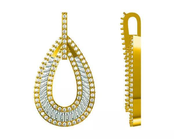 JCD format Minimalist drop shape with baguette cut design