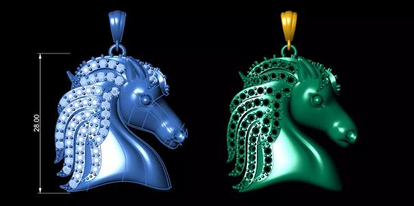 Yellow gold and diamond horse head pendant