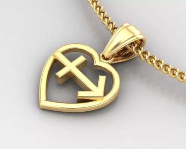 Sagittarius Original Heart Pendant Design Version 3