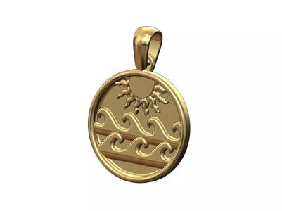 Sky sun and wave scenery pendant with bail