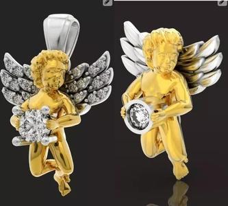 pendant angel cupid with wings stones and without stones wings