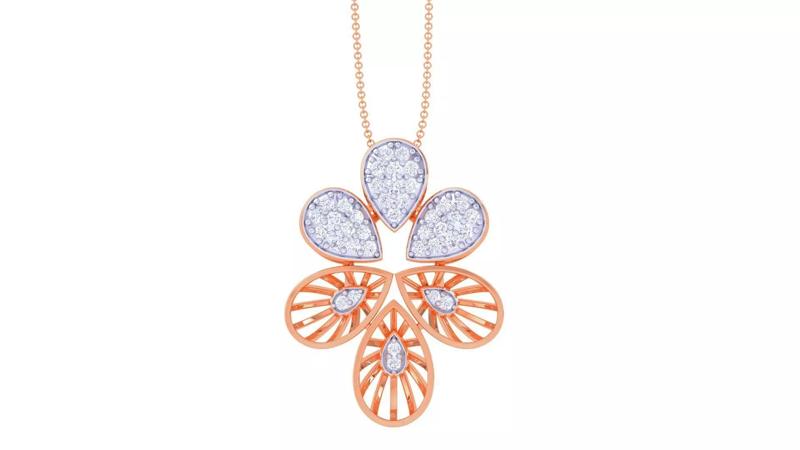 Diamond Mesh Leaves High Jewelry Pendant Earrings Set 3dm stl