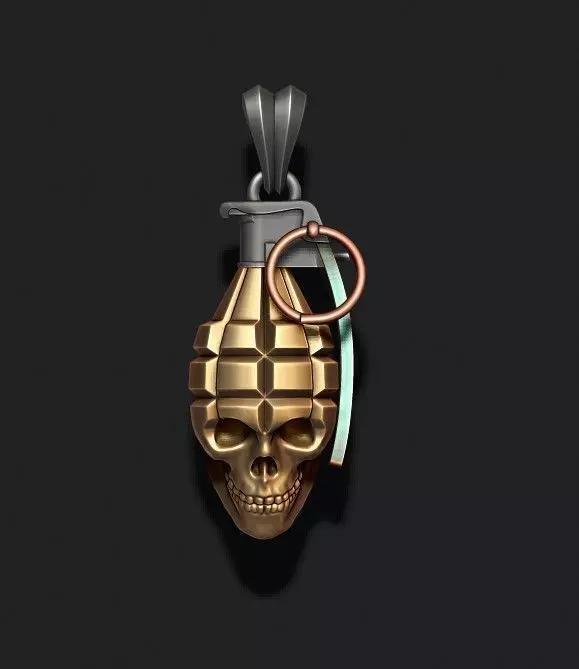 Grenade skull pendant 3d