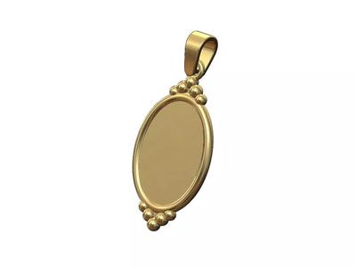 Simple beaded ornaments oval pendant with bail