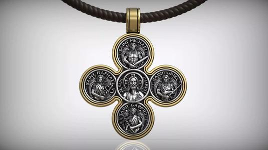Jesus Christ and Archangels Christian Gothic Cross