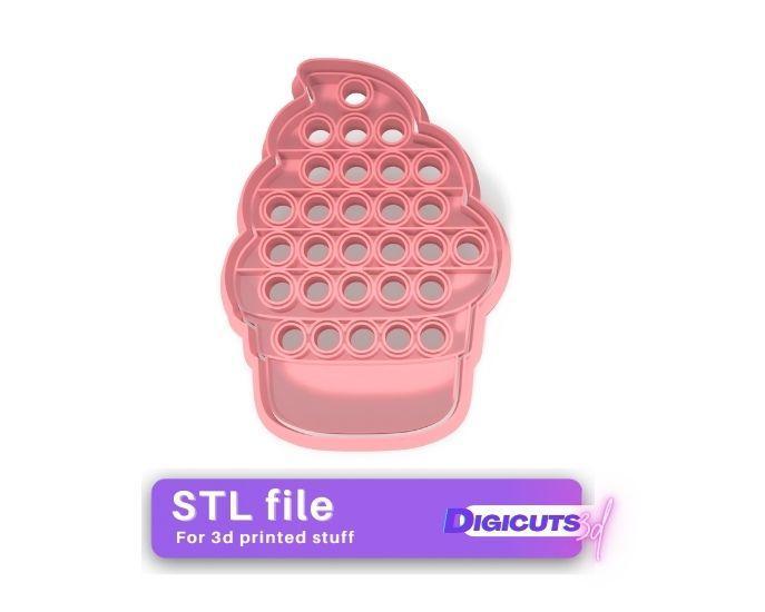 Popit Ice cream in a cup cookie cutter stl file