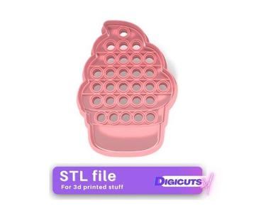 Popit Ice cream in a cup cookie cutter stl file