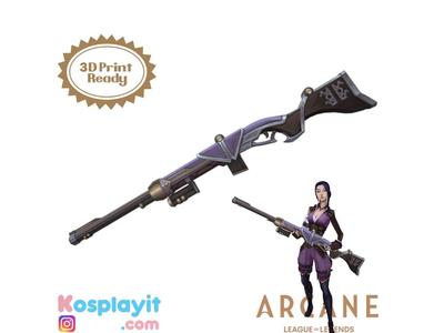 Caitlyn Arcane Shotgun Gun 3D Model Digital File - League of Legends Cosplay- Caitlyn Cosplay - Caitlyn Arcane Cosplay - Caitlyn Folding Gun