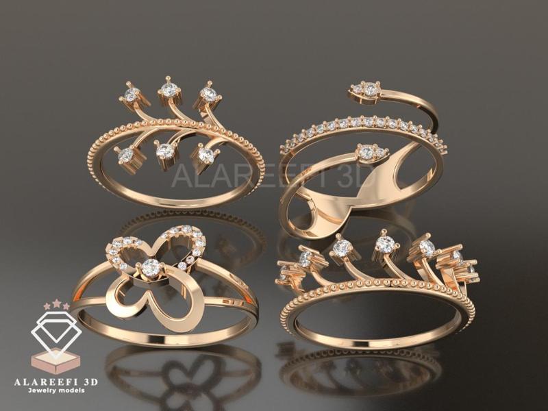 Collection #5 - 32 lightweight Italian rings Inlaid with gems.