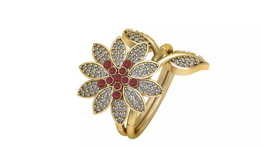 CRYSTAL FLOWER RINGT 3D PRINTABLE MODEL