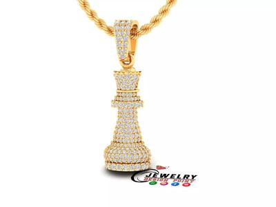 Custom 3D Queen Chess Pendant - Queen Diamond Necklace