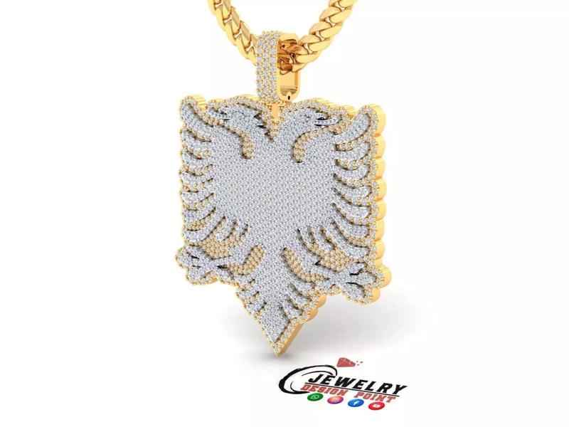 Custom Albania Eagle Pendant Necklace -  Balkan Culture