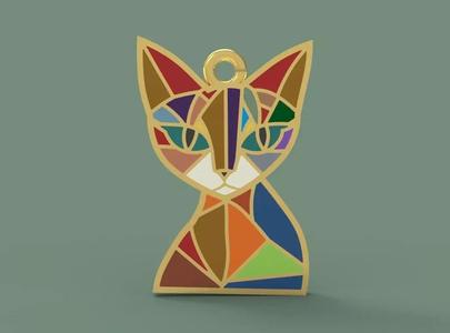 Cat Face Enamel Pendant
