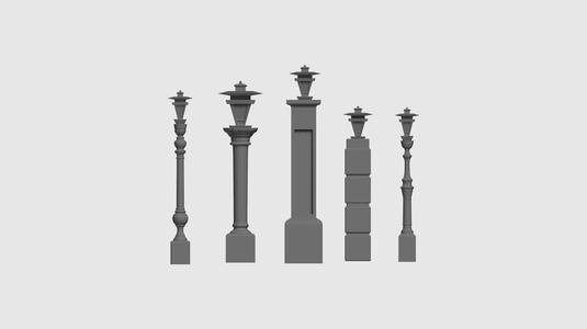 Elegant Column Lamp for Outdoor Spaces 3D