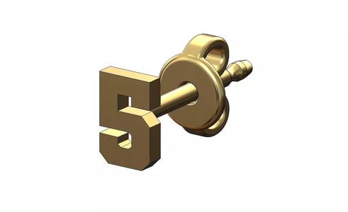 5 five number varsity font stud earring