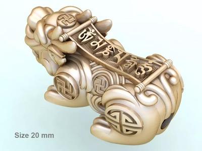 Pixiu Heart Sutra Bracelet - Unicorn  bracelet - Size 20 mm