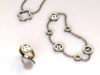 Set S 8 pendant ring and bracelet