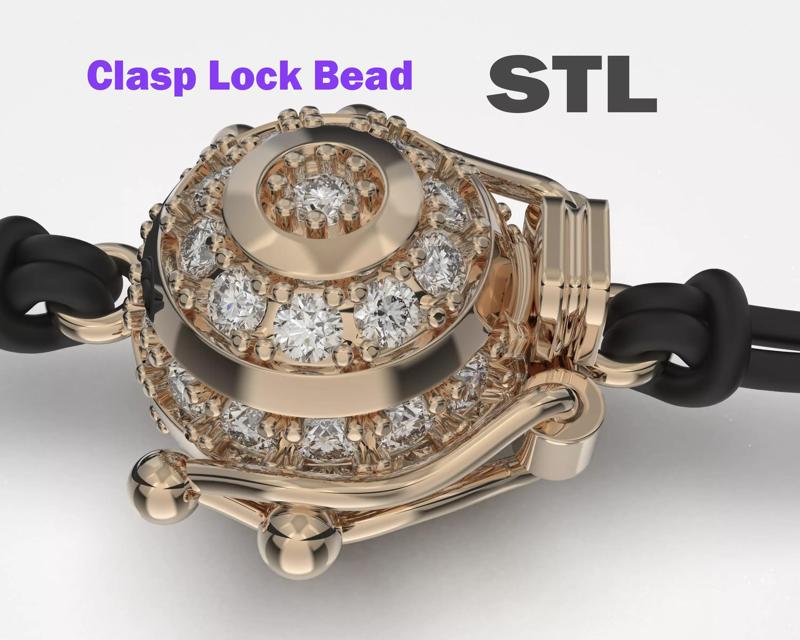 Jewelry CLASP Lock bead 10mm diameter STL ready for Print