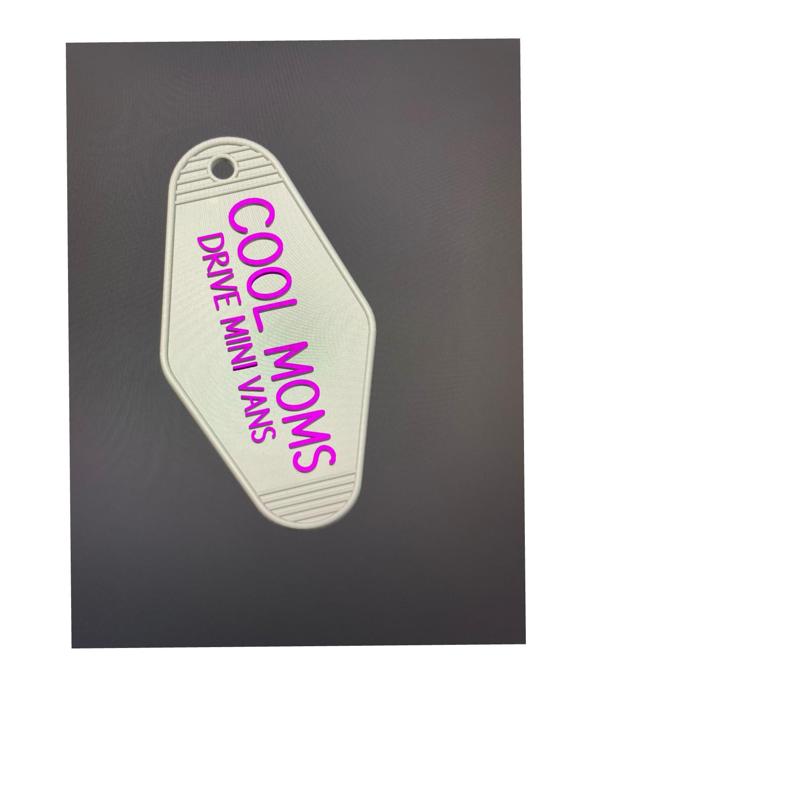 Retro Cool moms drive mini vans motel keychain