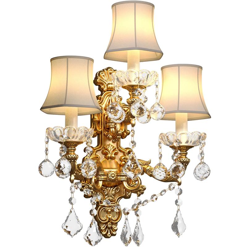 Golden Sconce in classic style with crystal lampshade Wall lamp 3D model
