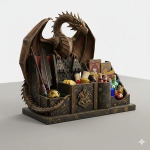 📚🐉 Magic Desk Organizer with Dragon.