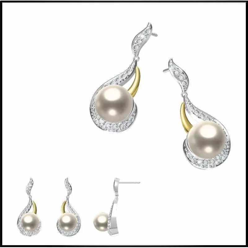 JCD Format White gold pearl set jewelry jcd programs