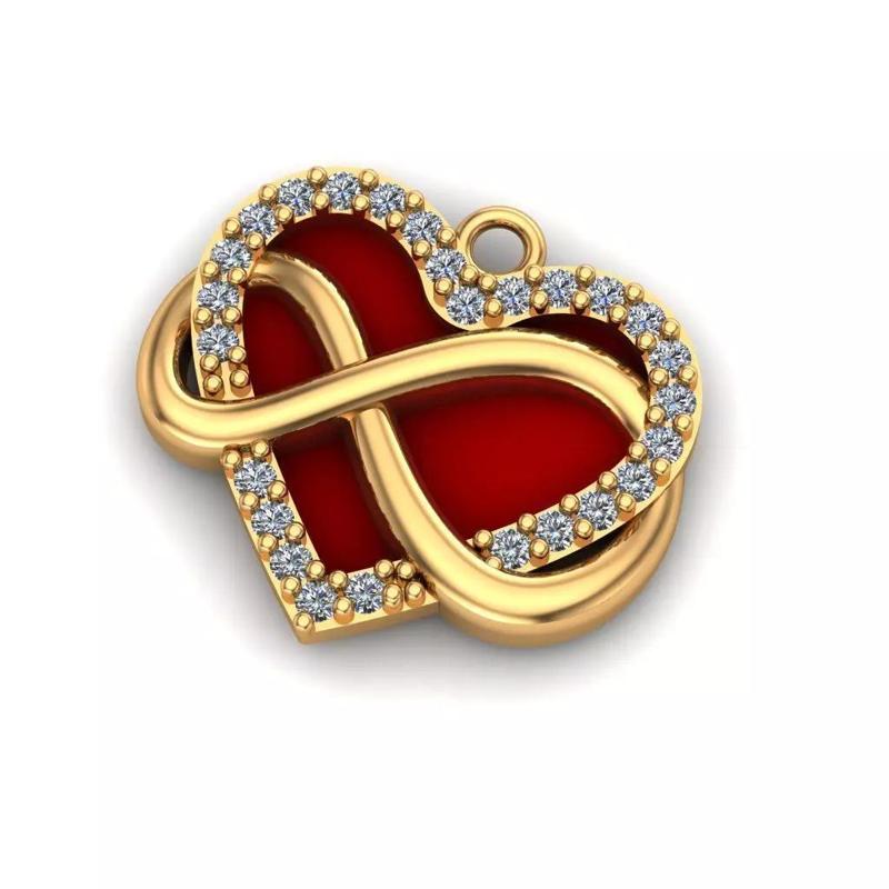 Jewelry gold heart pendant with diamonds