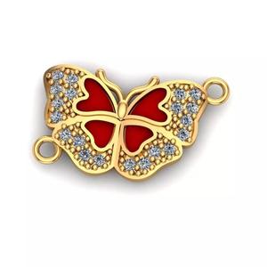 Jewelry gold butterfly charm with stones