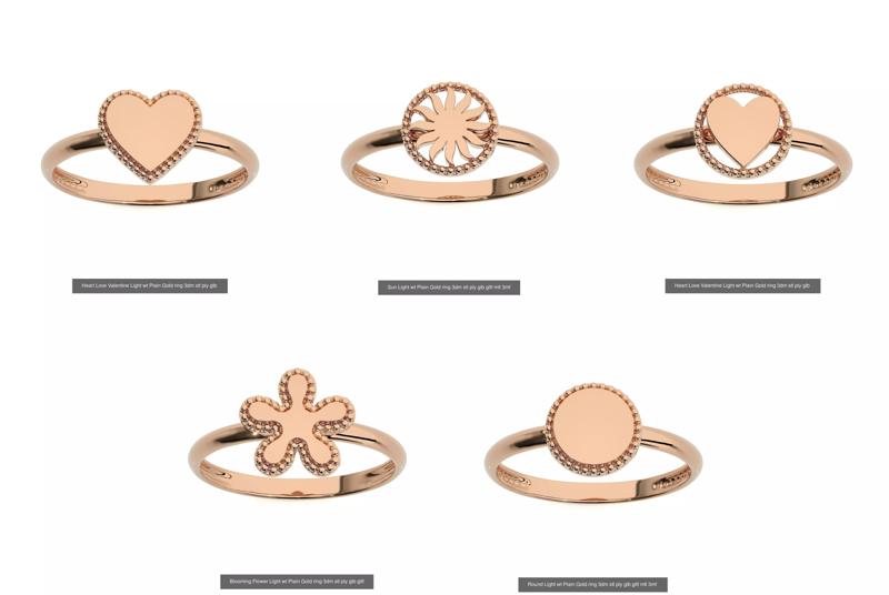 5 ight wt Plain Gold ring 3dm stl ply glb render details 3D Model Collection