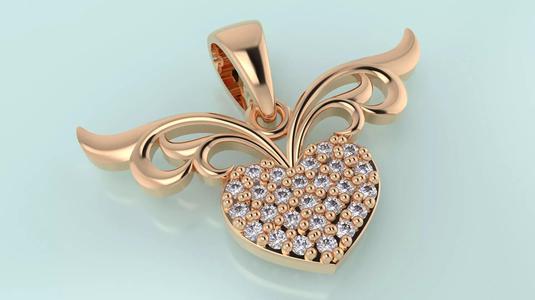 3dm and stl winged heart pendant printable jewelry model