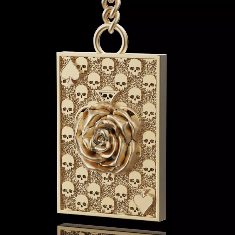 Pikes Spades playing card skull 3d key holder jewelry
