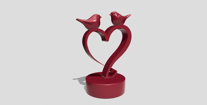 Heart statue, Love birds, Decorative Love Figurine, Valentine's Day, anniversary gift, birthday