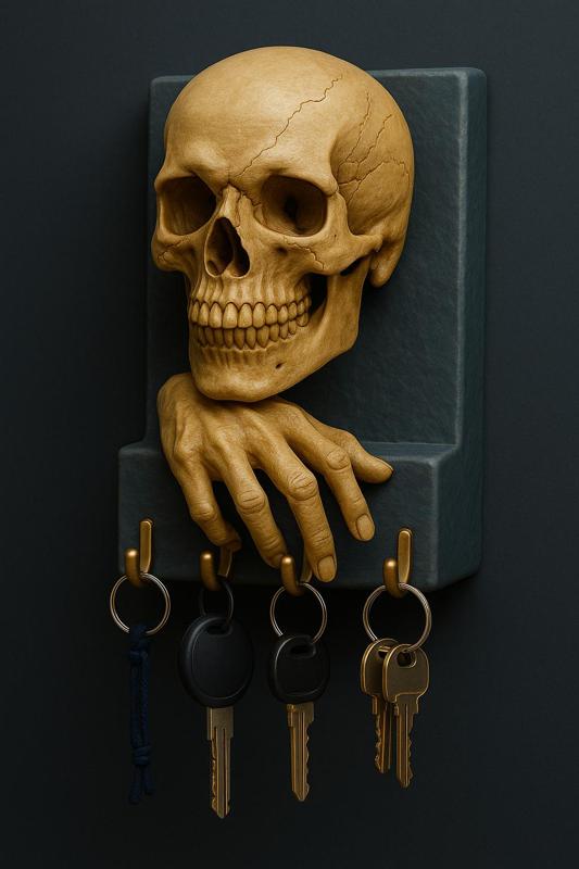 Gothic Skull Hand Key Holder – Wall Mounted Hook Rack for Keys & Accessories (3D Printable)
