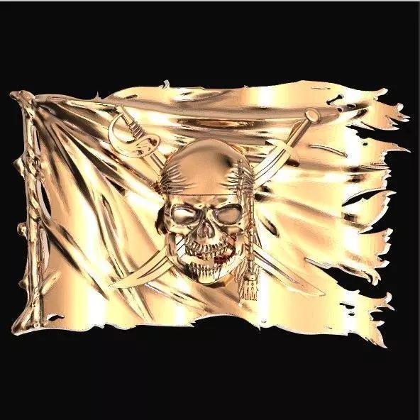 bas-relief pirate flag skull overlay 2317