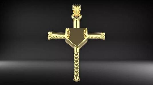 Baseball Bat Cross Stiching Pendant
