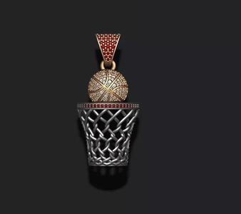 basketball pendant with gems