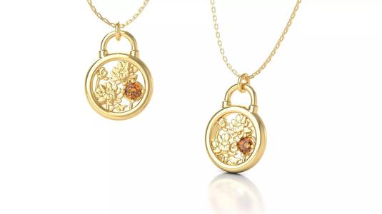 Birthflower Padlock Pendant November