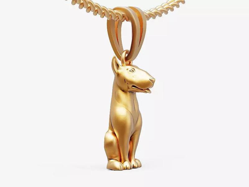 Bull Terrier pendant Sculpture jewelry gold