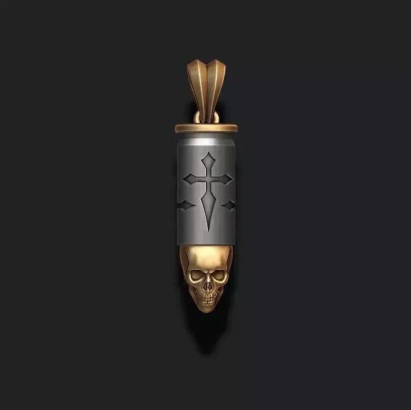 bullet skull pendant v3