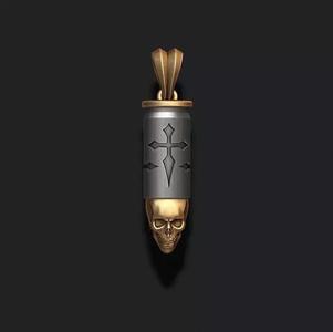 bullet skull pendant v3