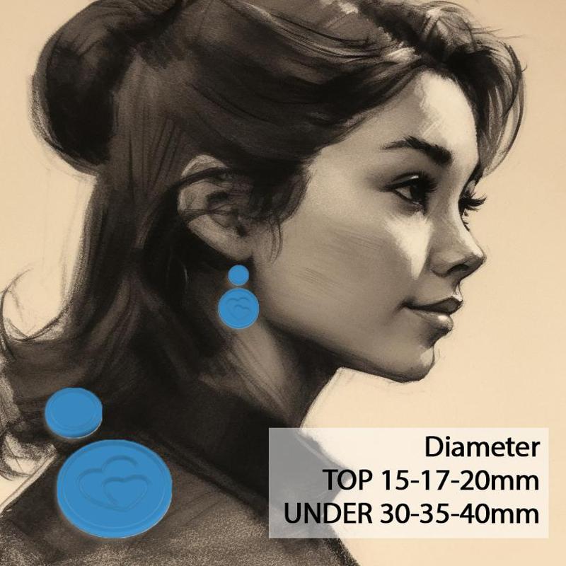 polymer clay cutter in three sizes, double circle with 2 hearts inside #2