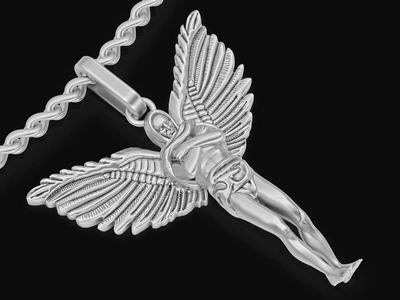 Angel pendant Sculpture jewelry gold necklace