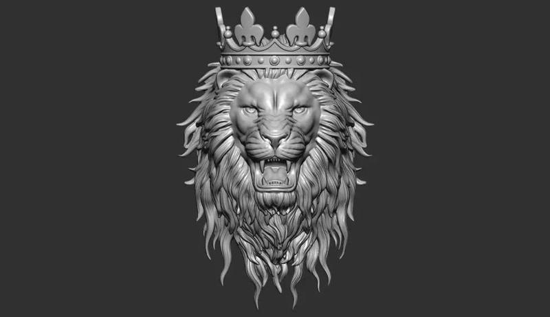 Angry crowned lion pendant 3d print