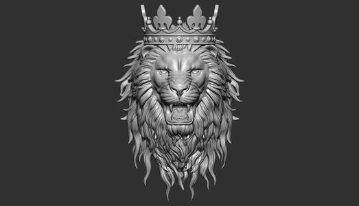 Angry crowned lion pendant 3d print