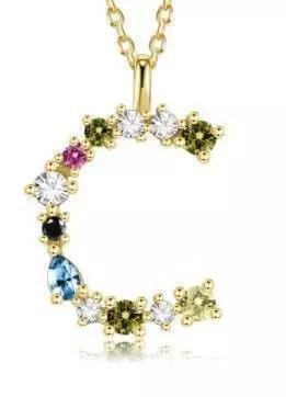 C letter pendant color stones