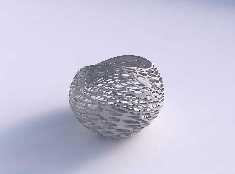 Bowl skewed and twisted with dense organic lattice