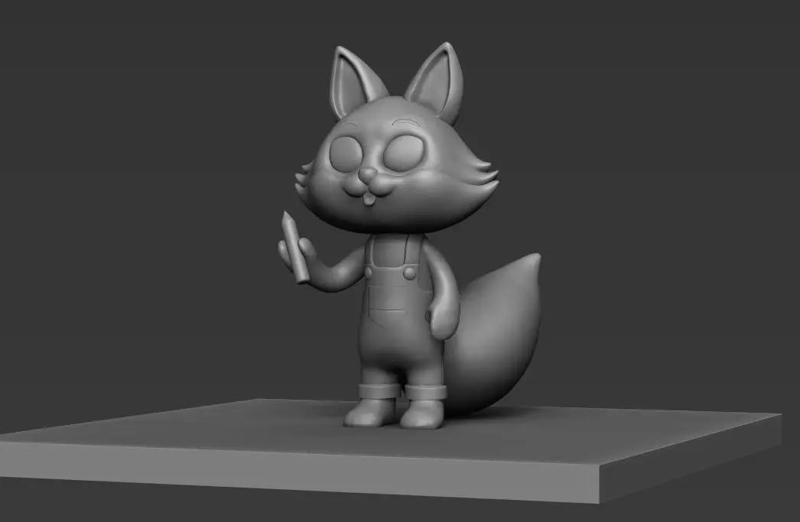 Fox Cartoon Character 3D Print Model