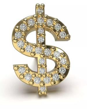Dollar symbol stud earring with gems